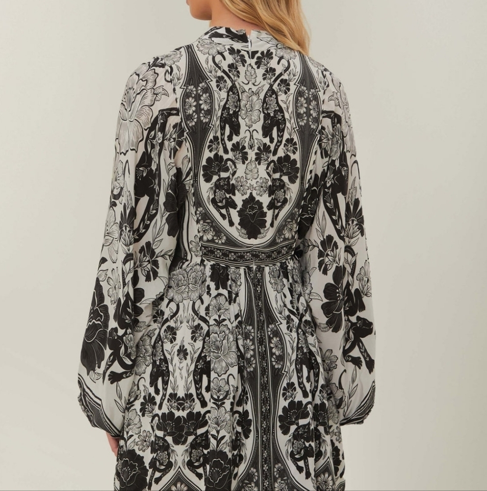 Farm Rio Off-white Flower Leopard Mini Dress - Picture 2 of 4